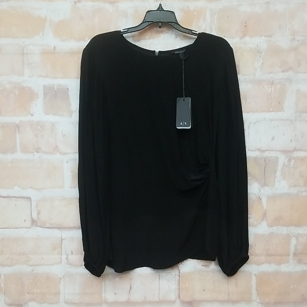NWT Armani Exchange Size XL Women's Elegant Black Blouse